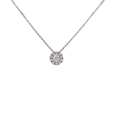 Ciondolo oro bianco 18K con diamante centrale pavè da 0.22 a 0.36 ct