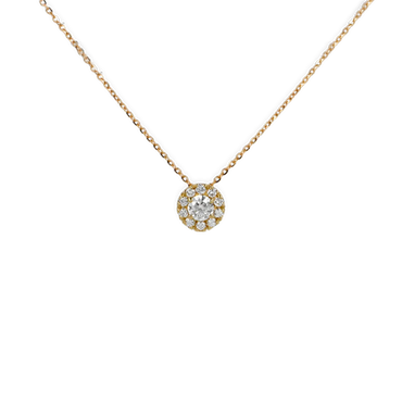 Ciondolo oro giallo 18K con diamante centrale pavè da 0.22 a 0.36 ct