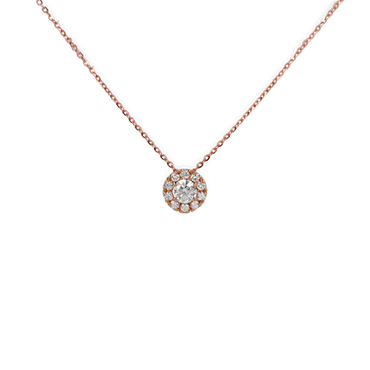 Ciondolo oro rosa 18K con diamante centrale pavè da 0.22 a 0.36 ct