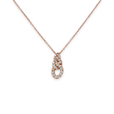 Ciondolo oro rosa 18K con diamanti groumette