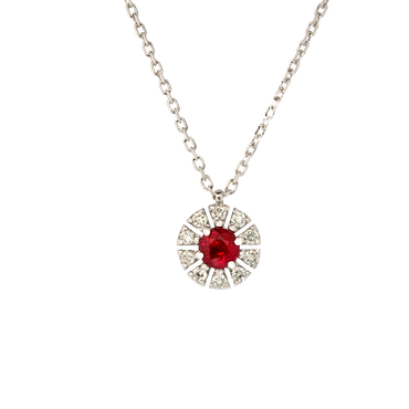 Ciondolo oro bianco 18K con rubino round