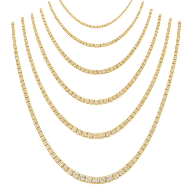Collana degradè in oro giallo 18K con diamante centrale da 6.52 a 10.90 ct