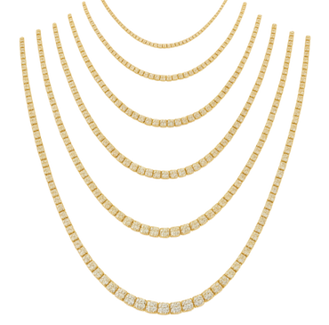 Collana degradè in oro giallo 18K con diamante centrale da 6.52 a 10.90 ct