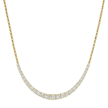 Mezza collana degradè in oro giallo 18K con diamante centrale da 1.30 a 1.60 ct