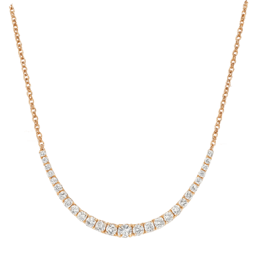 Mezza collana degradè in oro rosa 18K con diamante centrale da 1.30 a 1.60 ct