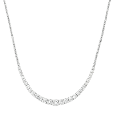 Mezza collana degradè in oro bianco 18K con diamante centrale da 1.30 a 1.60 ct