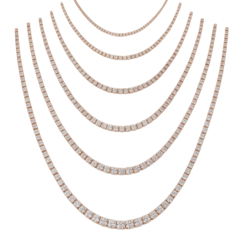 Collana degradè in oro rosa 18K con diamante centrale da 6.52 a 10.90 ct