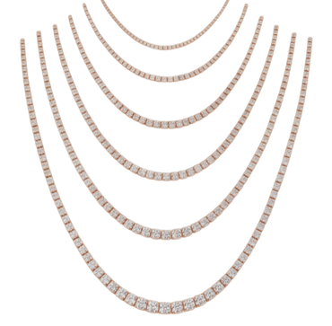 Collana degradè in oro rosa 18K con diamante centrale da 6.52 a 10.90 ct