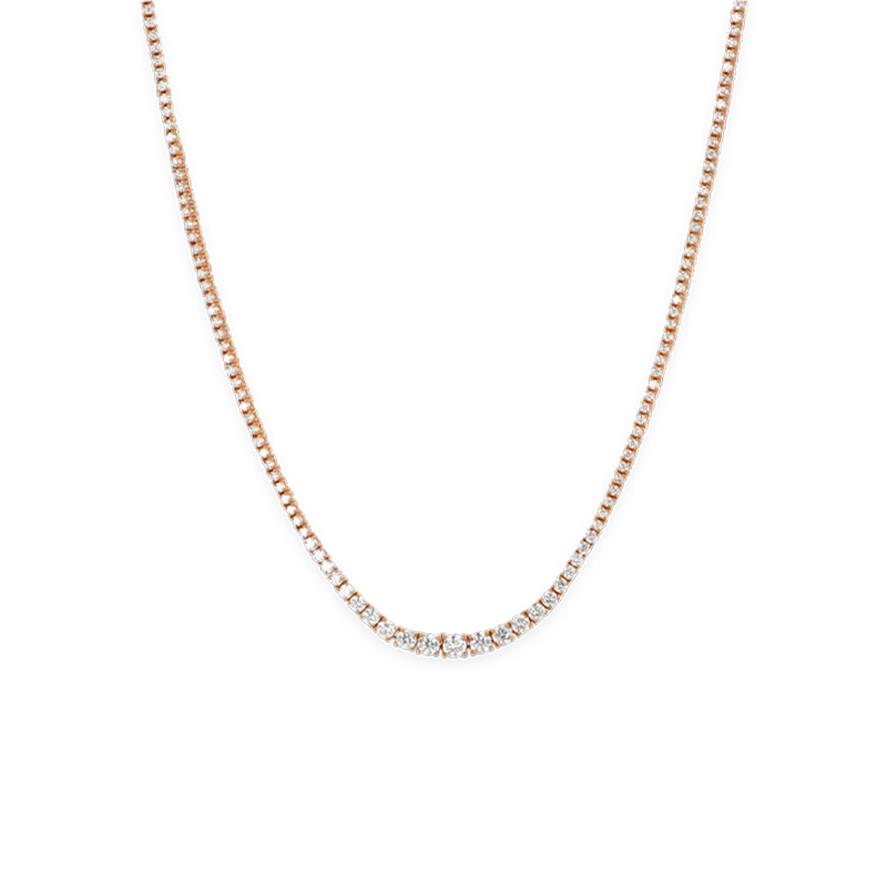 Collana Degradè in Oro Rosa 18K con Diamanti da 4.95 a 5.32 ct