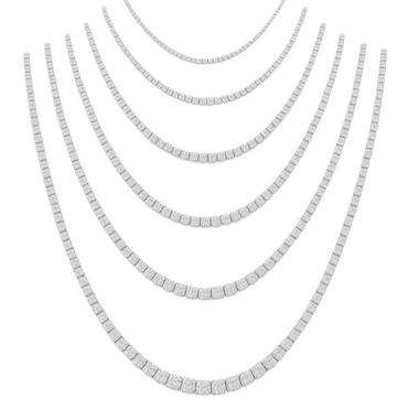 Collana degradè in oro bianco 18K con diamante centrale da 6.52 a 10.90 ct