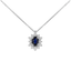 Pendente oro Bianco 18K con Diamanti e Centrale Zaffiro