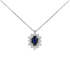 Pendente oro Bianco 18K con Diamanti e Centrale Zaffiro
