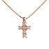 Croce diamanti e oro rosa 18K con catena passante da 0.10 a 0.22 ct