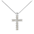 Croce diamanti e oro bianco 18K con catena passante da 0.10 a 0.22 ct
