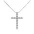 Croce diamanti e oro bianco 18K con catena passante da 0.10 a 0.22 ct