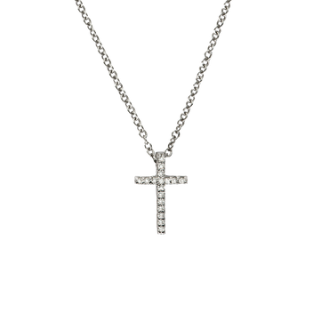 Croce Oro Bianco 18K con Diamanti da 0.08-0.17 ct
