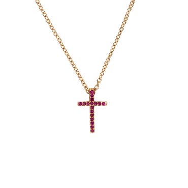 Croce Oro Rosa 18K con Rubini da 0.09 a 0.19 ct