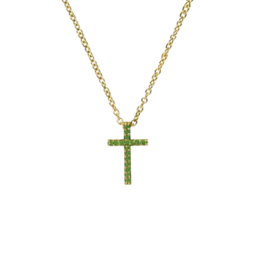Croce Oro Giallo 18K e Smeraldi da 0.08 a 0.17 ct