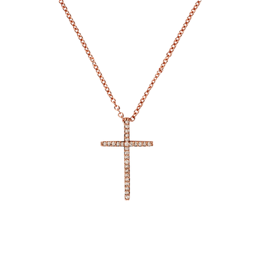 Croce Oro Rosa 18K con diamanti da 0.08 a 0.17 ct