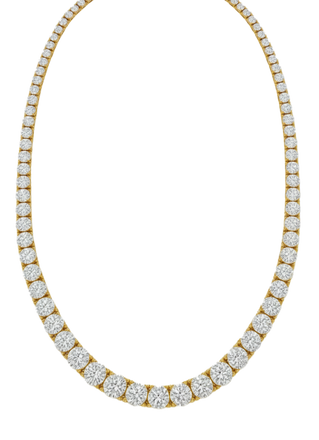 Mezza collana tennis a filo oro giallo 18K con diamanti da 2.20 a 5.80 ct