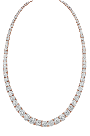 Mezza collana tennis a filo oro rosa 18K con diamanti da 2.20 a 5.80 ct