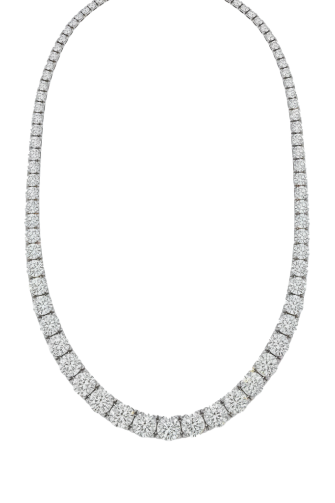 Mezza collana tennis a filo oro bianco 18K con diamanti da 2.20 a 5.80 ct