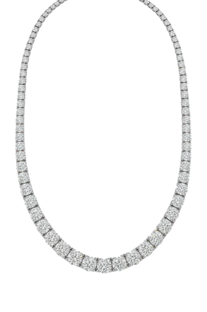 Mezza collana tennis a filo oro bianco 18K con diamanti da 2.20 a 5.80 ct