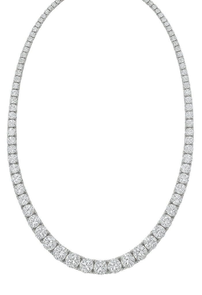 Collana tennis a filo oro bianco 18K con diamanti da 4.20 a 24.50 ct