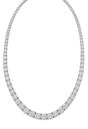 Collana tennis a filo oro bianco 18K con diamanti da 4.20 a 24.50 ct