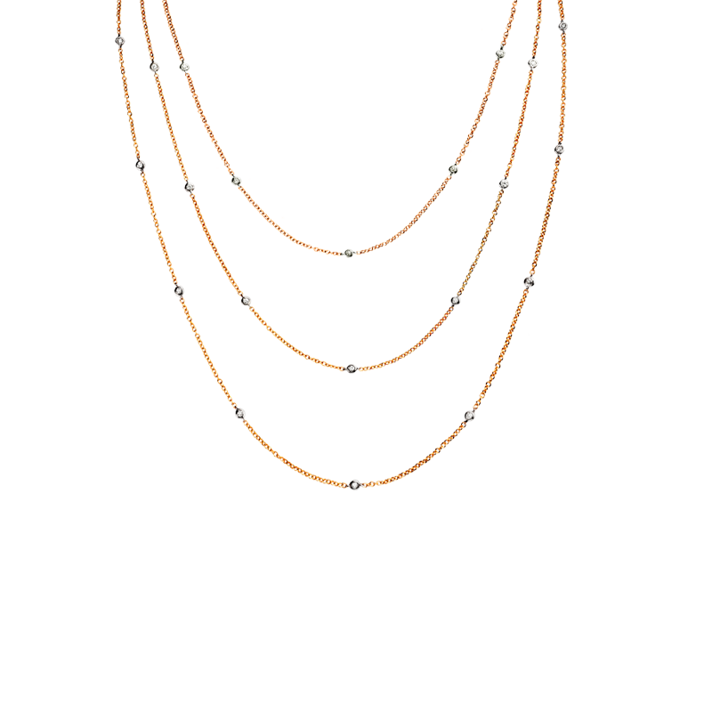 Collana Oro Rosa 18K con Diamanti