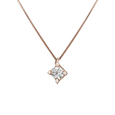 Pendente punto luce griffe quadrato oro rosa 18K con diamanti da 0.02 a 0.20 ct