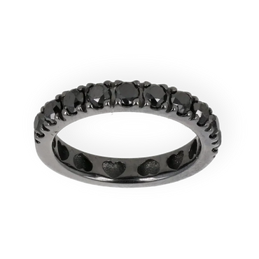 Fedina oro brunito 18K con diamanti neri da 0.20 a 1.40 ct