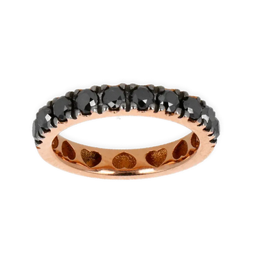 Fedina oro rosa 18K con diamanti neri punte brunite da 0.20 a 1.40 ct