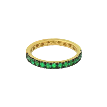 Fedina mezzo giro oro giallo 18K con smeraldi punte brunite