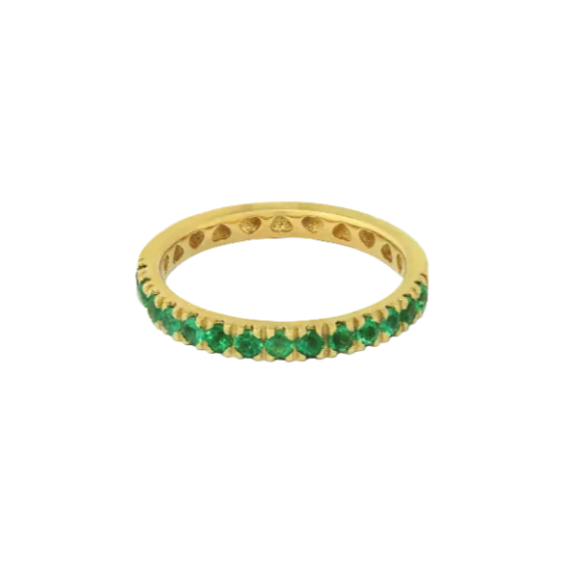 Fedina mezzo giro oro giallo 18K con smeraldi