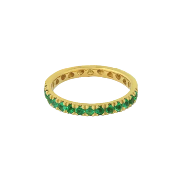 Fedina mezzo giro oro giallo 18K con smeraldi