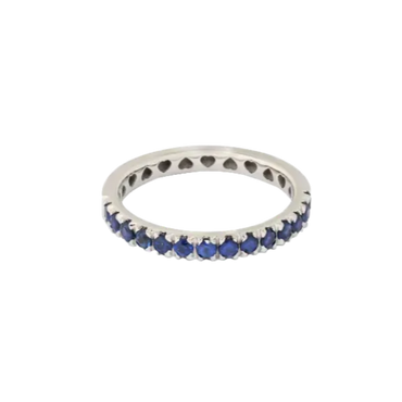 Fedina mezzo giro oro bianco 18K con zaffiri