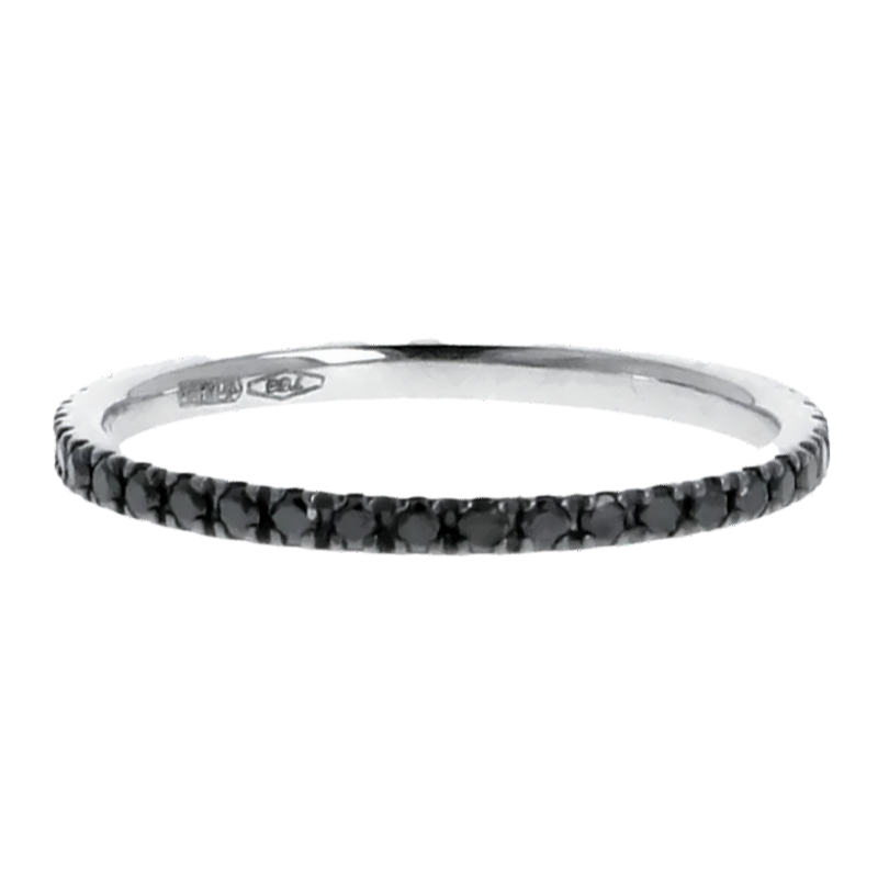 Fedina Oro Bianco 18K con Diamanti Neri
