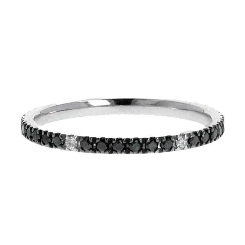 Fedina Oro Bianco 18K con Diamanti Neri/Spot Bianchi