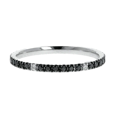 Fedina Oro Bianco 18K con Diamanti Neri/Spot Bianchi