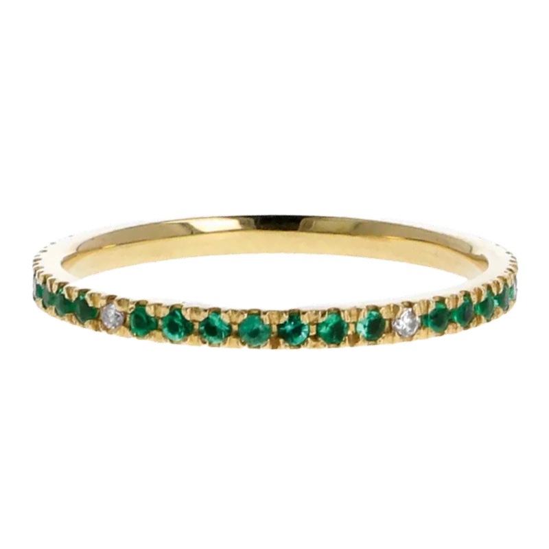 Fedina Oro Giallo 18K con Smeraldi/spot diamanti bianchi
