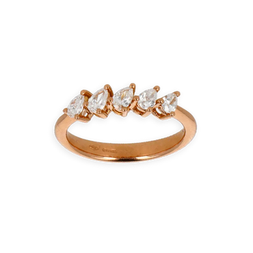 Fedina in Oro Rosa 18K con 5 Diamanti Taglio Goccia