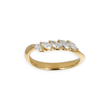 Fedina Oro Giallo 18K con 5 diamanti Taglio Navette