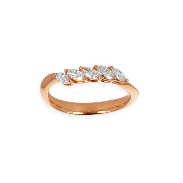 Fedina Oro Rosa 18K con 5 diamanti Taglio Navette