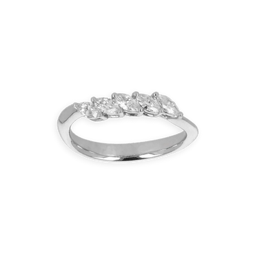 Fedina Oro Bianco 18K con 5 diamanti Taglio Navette