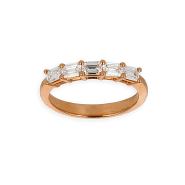 Fedina Oro Rosa 18K con 5 Diamanti Taglio Smeraldo