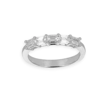 Fedina Oro Bianco 18K con 5 Diamanti Taglio Smeraldo