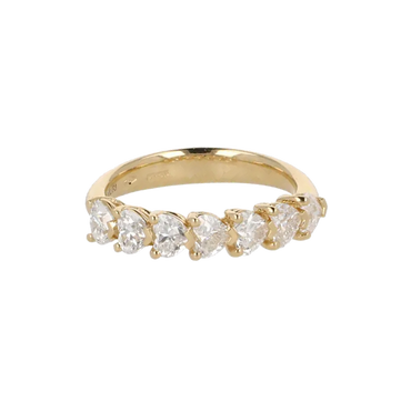 Fedina 7 Pietre in Oro Giallo 18K con Diamanti Taglio Cuore da 1.05 a 1.75 ct