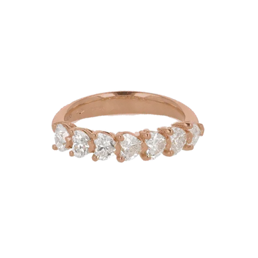 Fedina 7 Pietre in Oro Rosa 18K con Diamanti Taglio Cuore da 1.05 a 1.75 ct