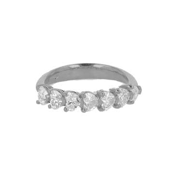 Fedina 7 Pietre in Oro Bianco 18K con Diamanti Taglio Cuore da 1.05 a 1.75 ct